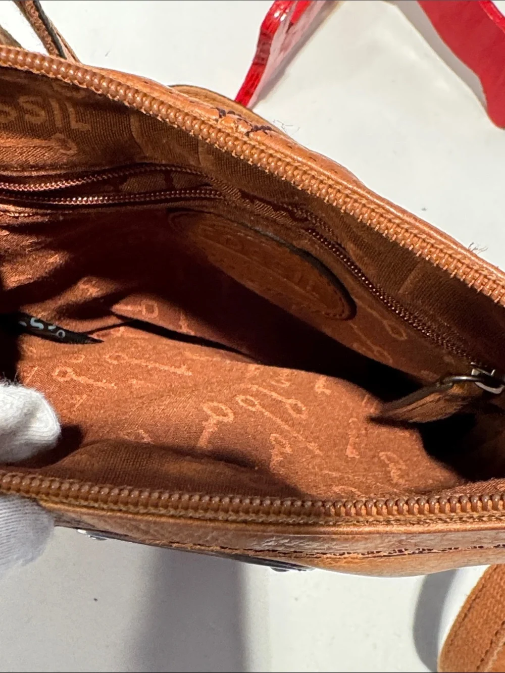 Fossil Cognac Brown Leather Messenger Crossbody